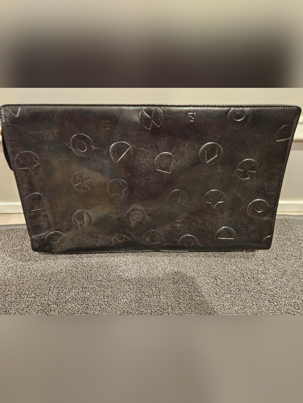Authentic Fendi Leather Clutch Portfolio Small Laptop Case Vintage Rare